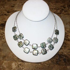 Beaded Double Strand Necklace & Earring Set